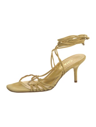 Chanel Ankle Wrap Suede Sandals