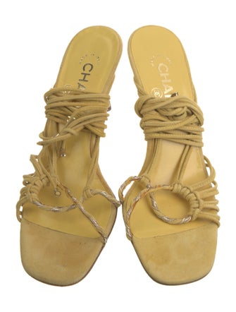 Chanel Ankle Wrap Suede Sandals