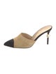 Chanel Interlocking CC Logo Suede Mules