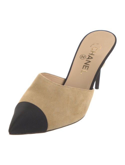 Chanel Interlocking CC Logo Suede Mules