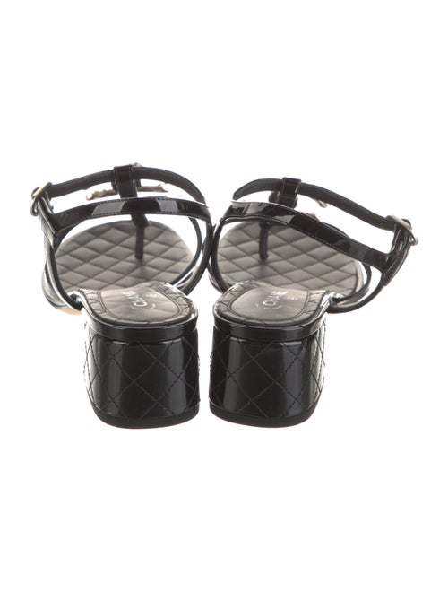 Chanel Interlocking CC Logo Patent Leather T-Strap Sandals