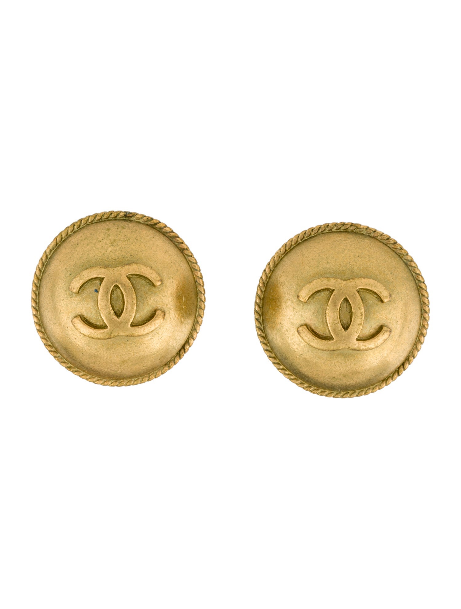 Chanel Vinatge CC Button Clip-On Earrings