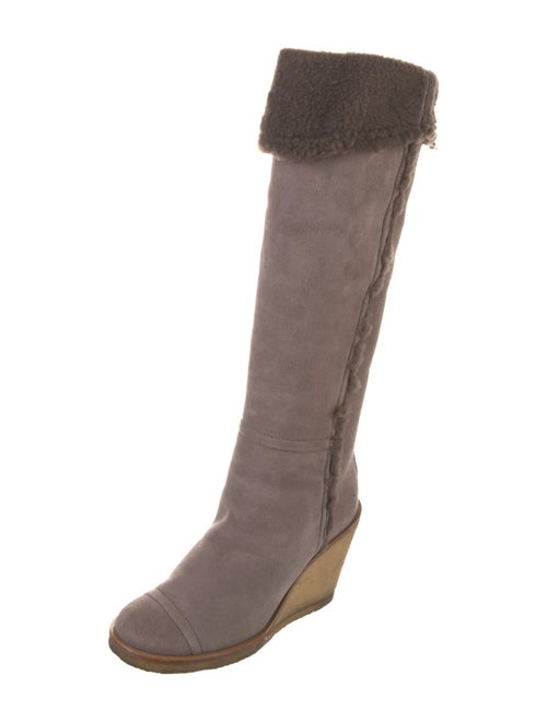 Chanel Interlocking CC Logo Suede Boots