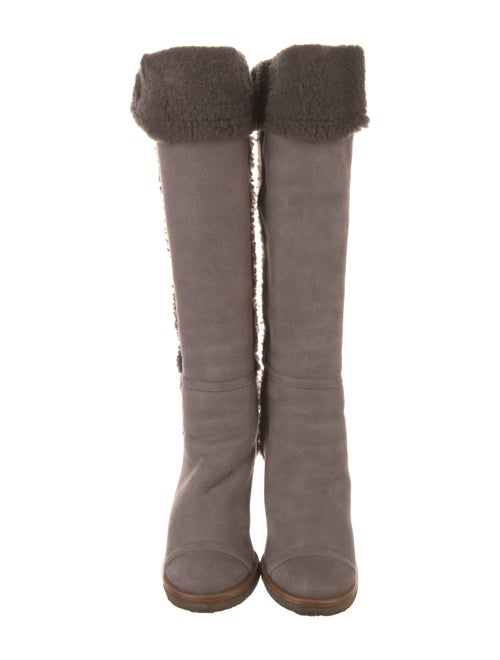 Chanel Interlocking CC Logo Suede Boots