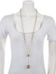Chanel Faux Pearl & Resin CC Lavalier Necklace