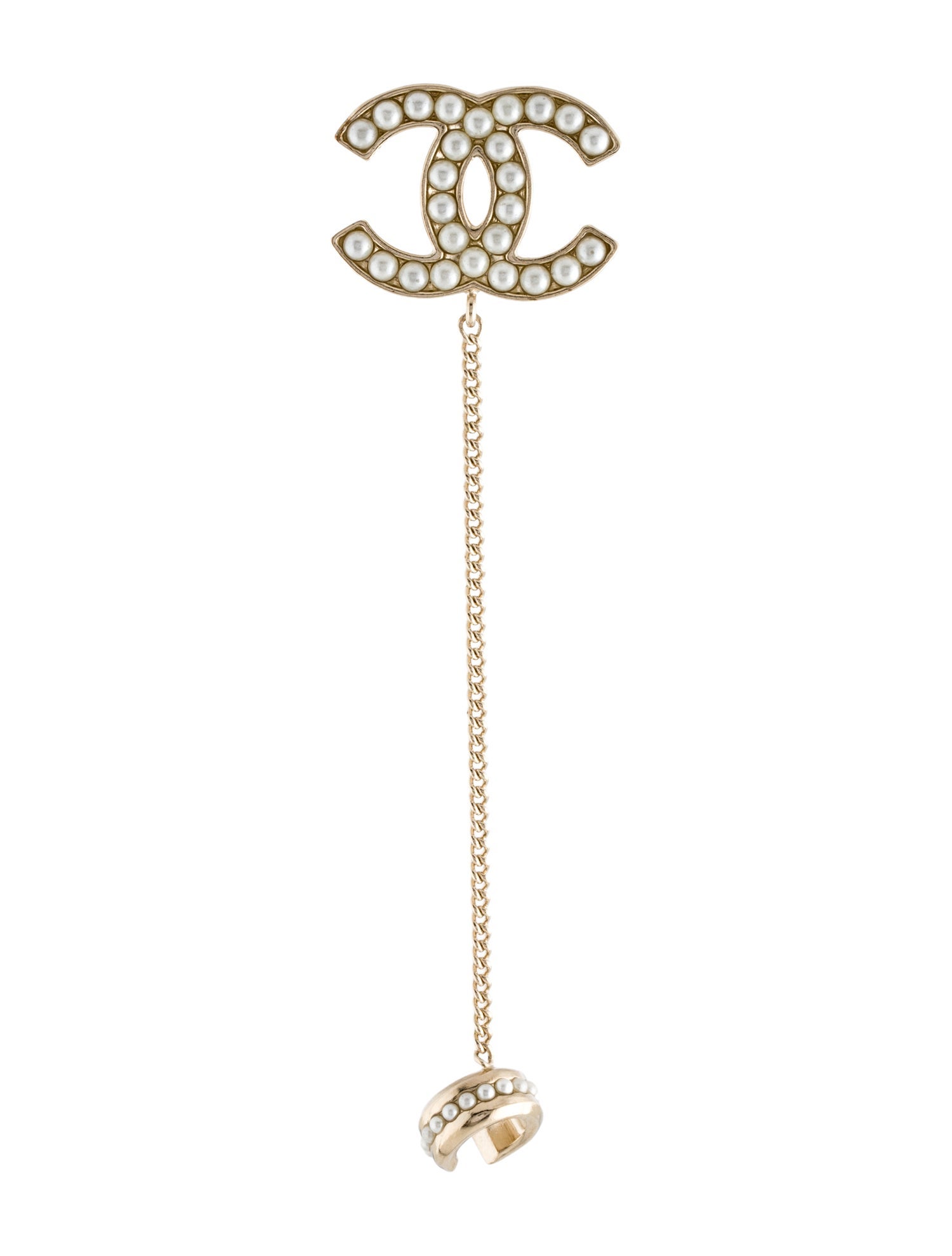 Chanel 2021 Faux Pearl CC Ear Cuff