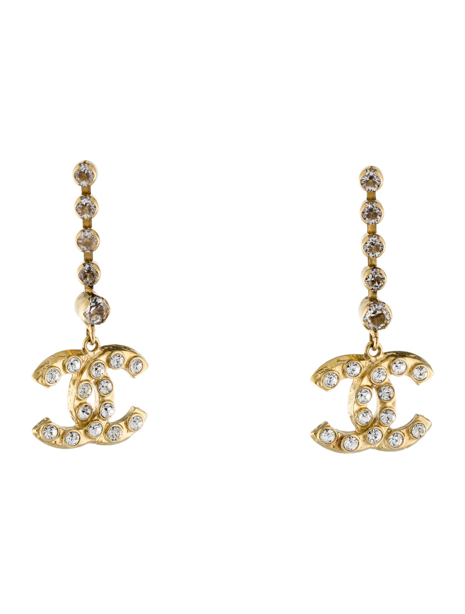 Chanel 2020 Strass CC Drop Earrings