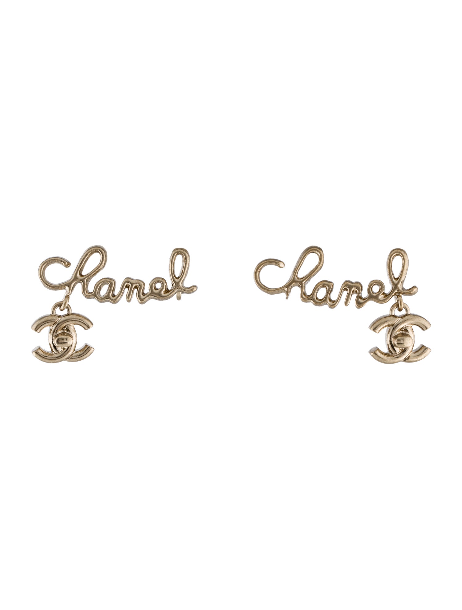 Chanel 2021 'Chanel' Turn-Lock Clip-On Ear Climbers