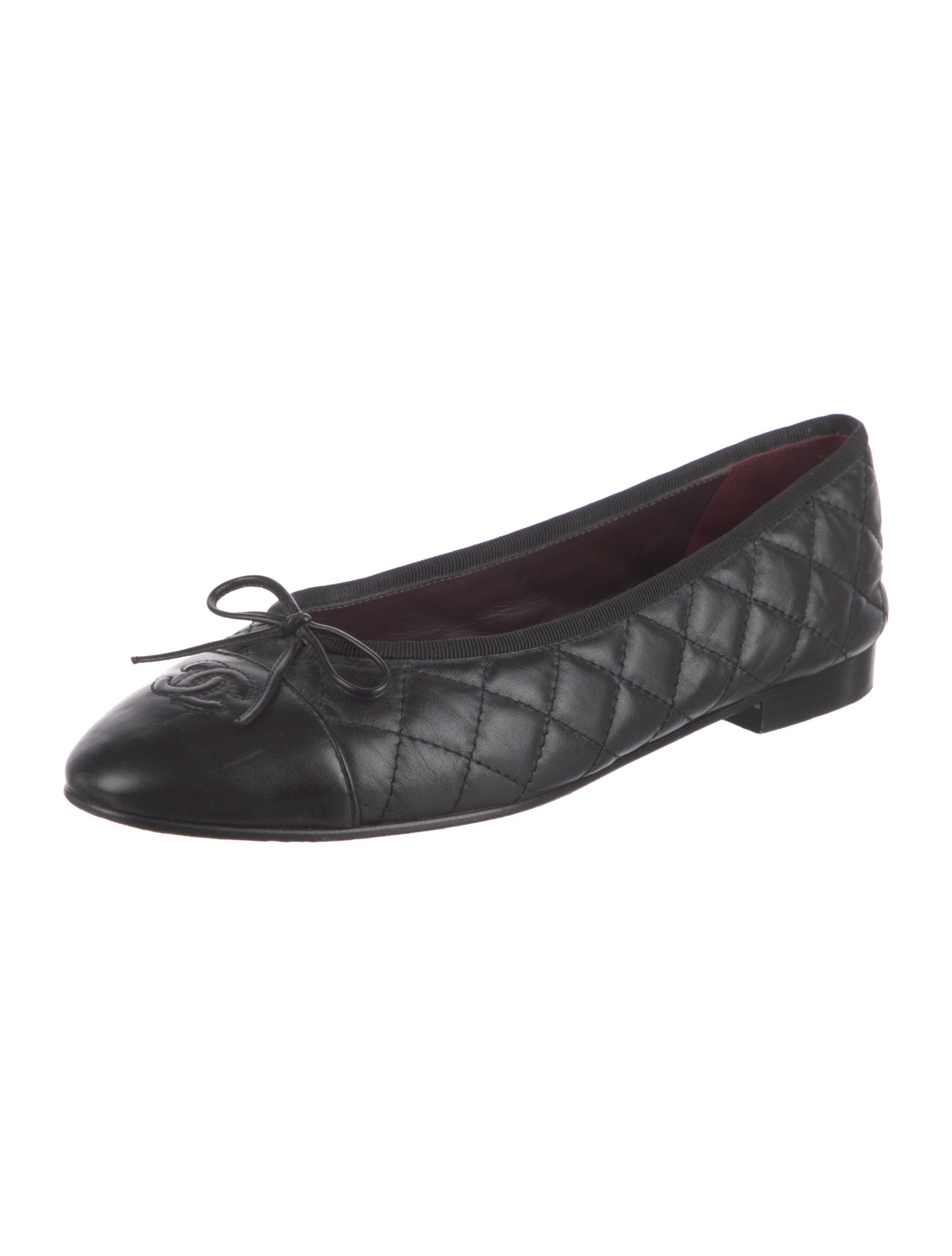 Chanel Interlocking CC Logo Leather Ballet Flats