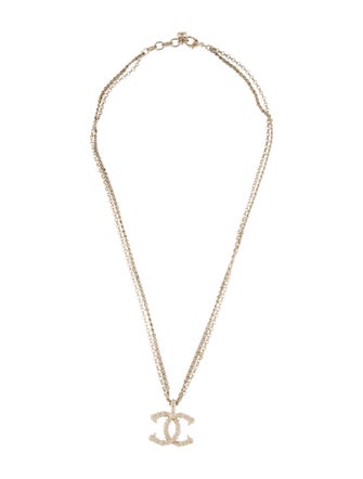 Chanel Textured CC Double Strand Pendant Necklace