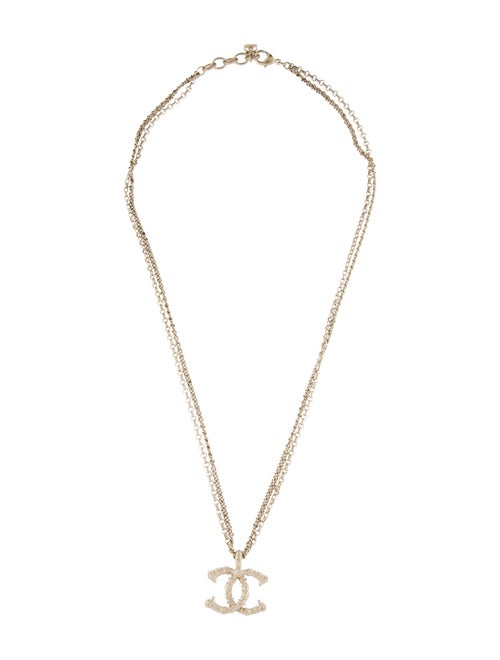 Chanel Textured CC Double Strand Pendant Necklace