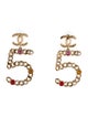Chanel 2021 Faux Pearl & Strass CC '5' Drop Earrings
