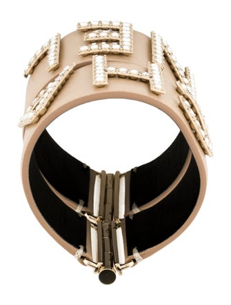 Chanel Leather & Strass 'CHA' 'NEL' Bracelet Set