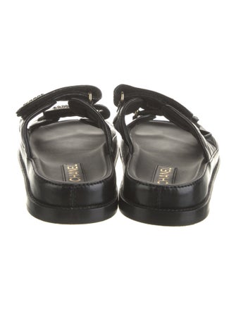 Chanel Interlocking CC Logo Lambskin Slides