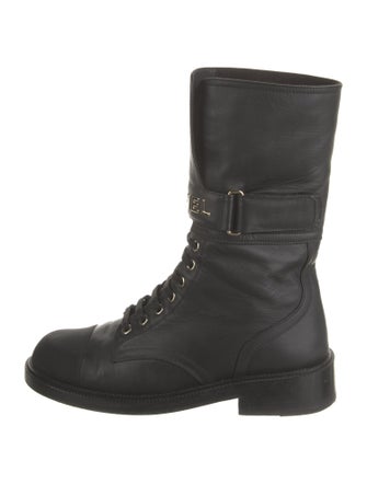 Chanel 2021 Interlocking CC Logo Combat Boots