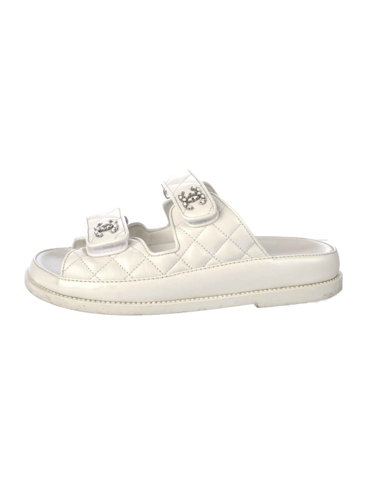 Chanel Interlocking CC Logo Lambskin Slides