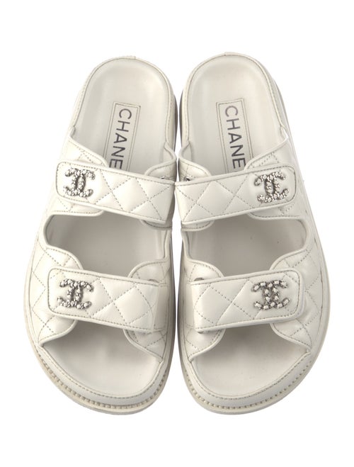 Chanel Interlocking CC Logo Lambskin Slides