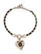 Chanel 2021 Strass, Leather & Resin CC Heart Pendant Necklace