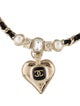 Chanel 2021 Strass, Leather & Resin CC Heart Pendant Necklace