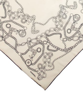 Chanel Silk Interlocking CC Logo Scarf