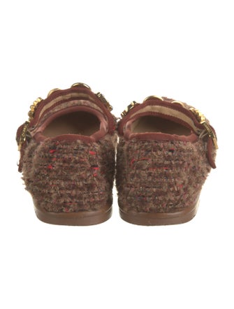 Chanel Interlocking CC Logo Tweed Mary Jane Flats