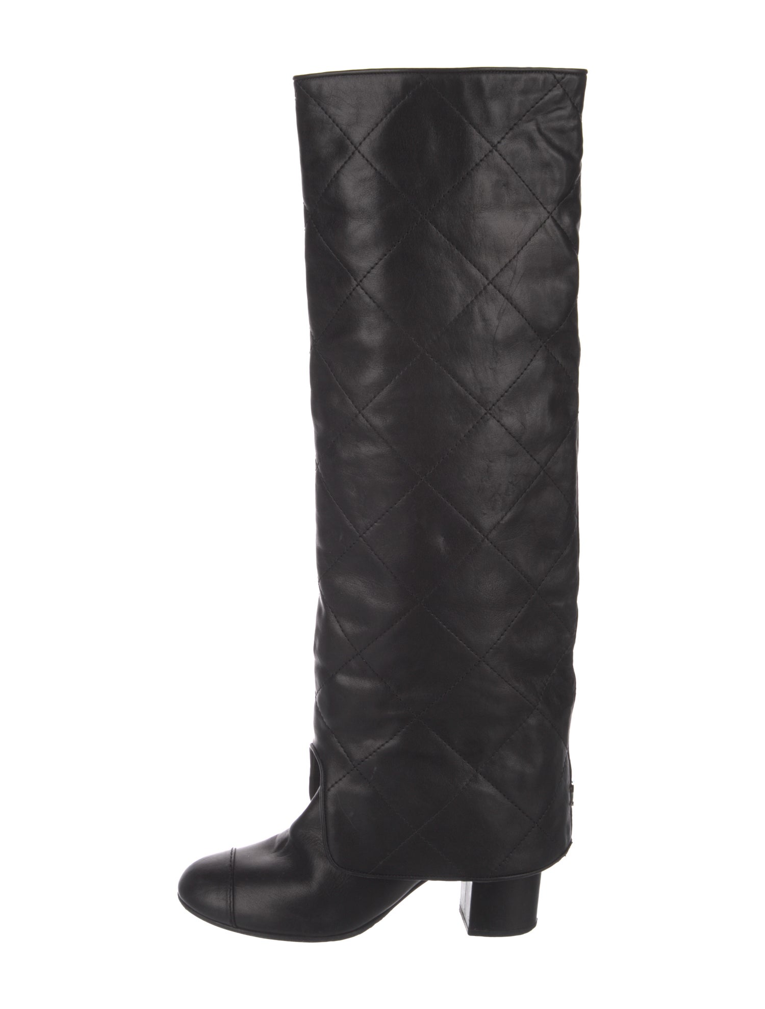 Chanel Interlocking CC Logo Leather Riding Boots