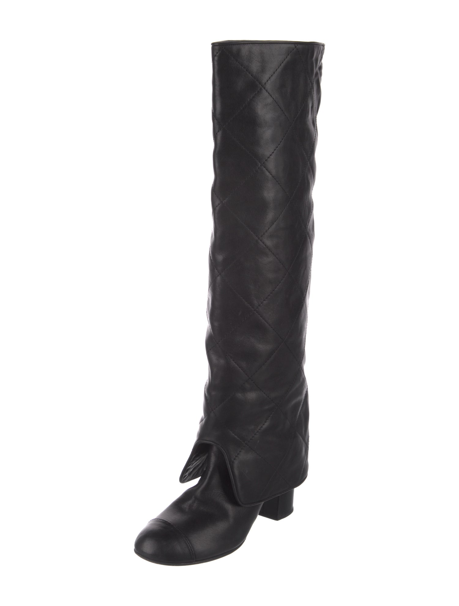 Chanel Interlocking CC Logo Leather Riding Boots