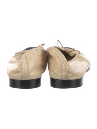 Chanel Interlocking CC Logo Snakeskin Flats