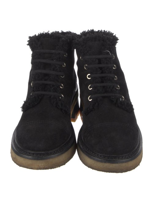 Chanel Interlocking CC Logo Suede Combat Boots