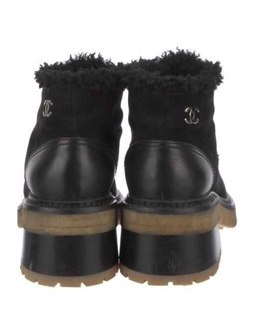 Chanel Interlocking CC Logo Suede Combat Boots