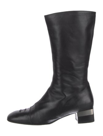 Chanel Interlocking CC Logo Leather Boots