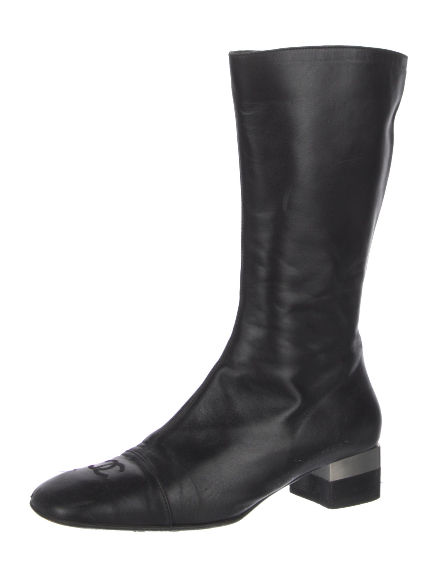 Chanel Interlocking CC Logo Leather Boots