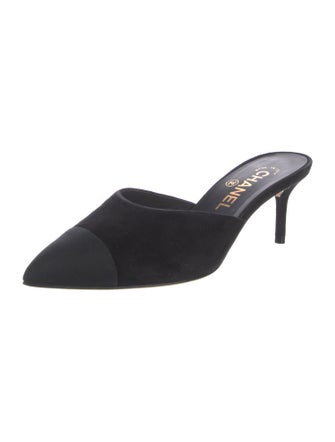 Chanel Interlocking CC Logo Suede Mules
