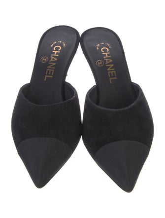 Chanel Interlocking CC Logo Suede Mules