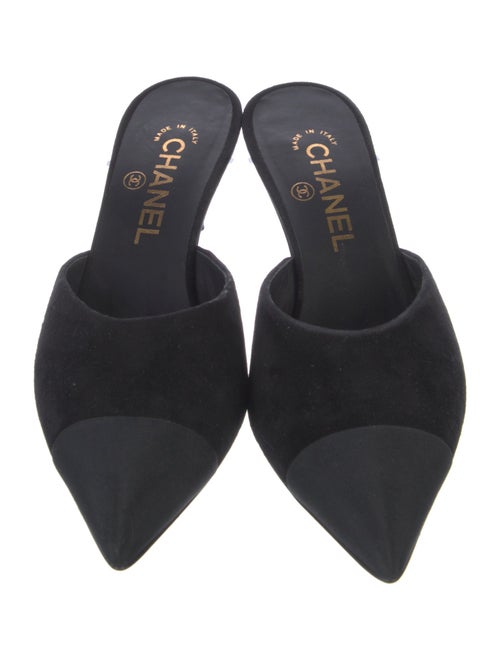 Chanel Interlocking CC Logo Suede Mules