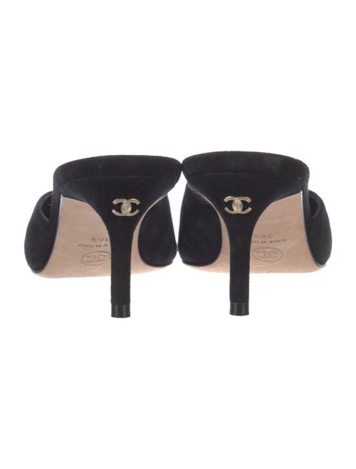 Chanel Interlocking CC Logo Suede Mules
