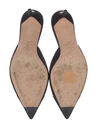 Chanel Interlocking CC Logo Suede Mules