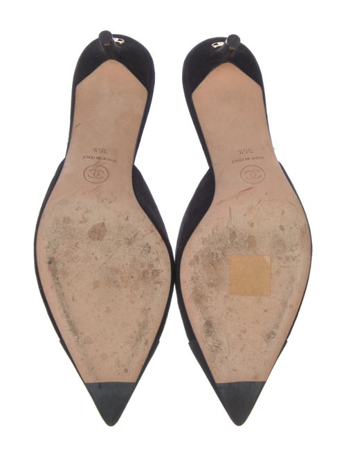 Chanel Interlocking CC Logo Suede Mules