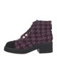 Chanel Interlocking CC Logo Tweed Combat Boots