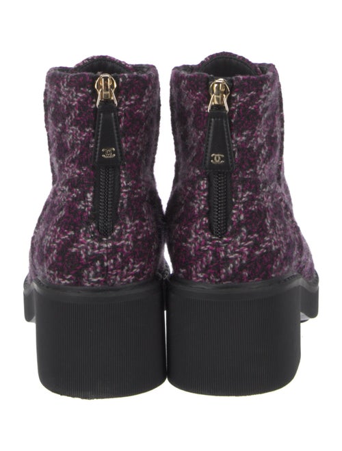 Chanel Interlocking CC Logo Tweed Combat Boots