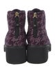 Chanel Interlocking CC Logo Tweed Combat Boots