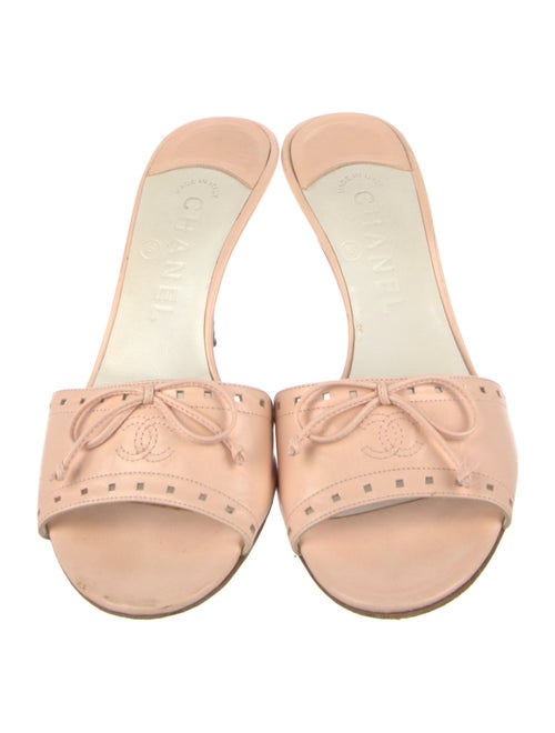 Chanel Interlocking CC Logo Leather Slides