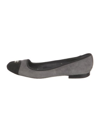 Chanel Interlocking CC Logo Suede Ballet Flats