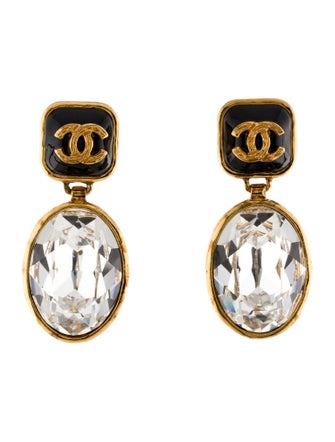 Chanel Resin & Strass CC Drop Clip-On Earrings