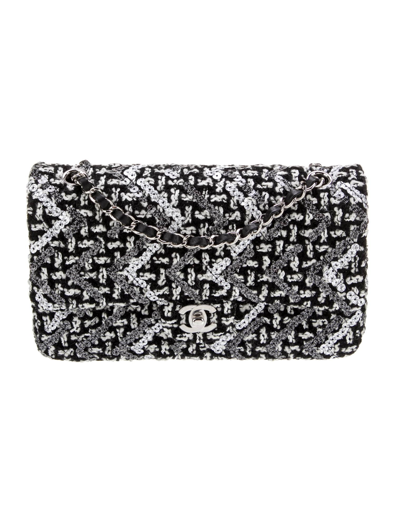 Chanel Classic Tweed Sequin Medium Double Flap Bag