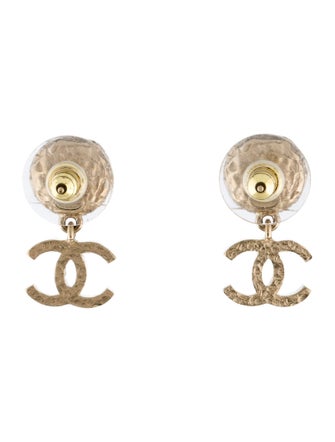 Chanel Faux Pearl CC Drop Earrings
