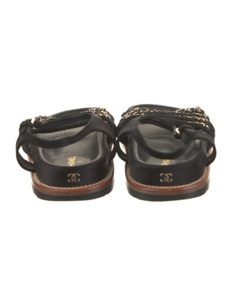 Chanel Interlocking CC Logo Satin Slingback Sandals