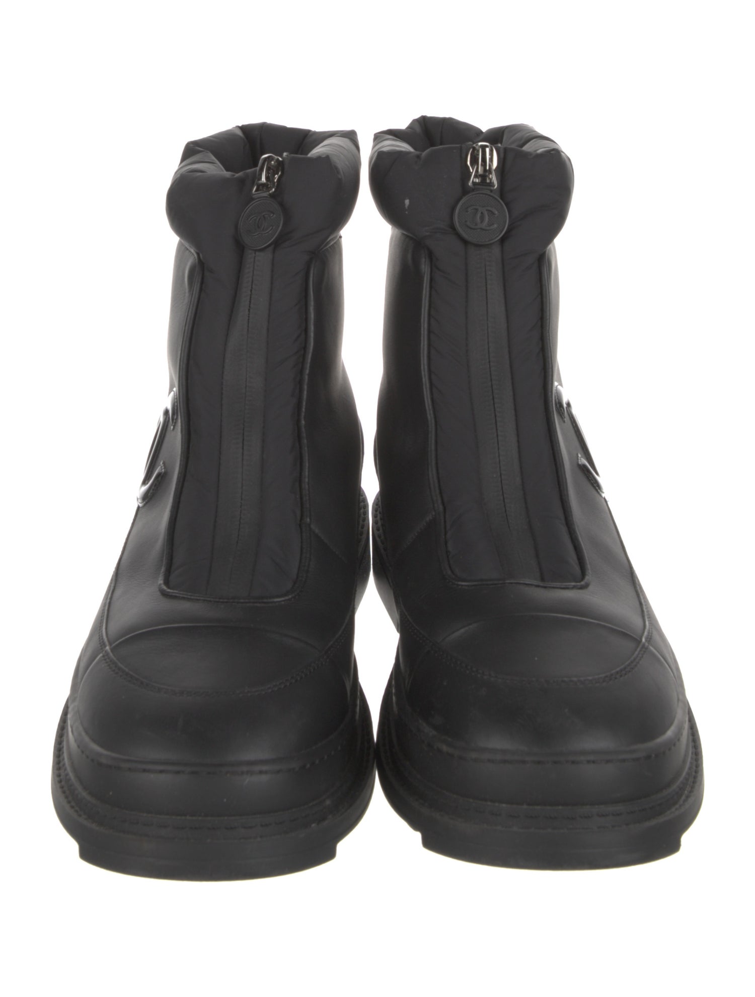 Chanel Interlocking CC Logo Calfskin Combat Boots