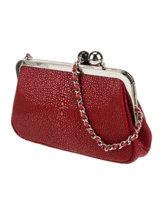 Chanel Galuchat Frame Clutch w/ Chain