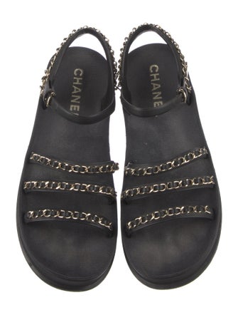 Chanel 2023 Interlocking CC Logo Slingback Sandals